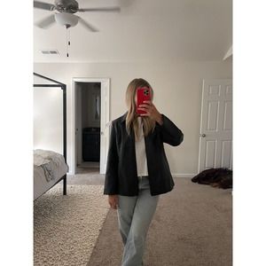 Vintage 90s‎ Y2K Zip-Front Soft Leather Jacket